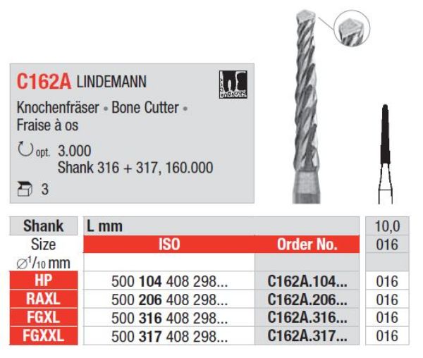 Kirurgisk bor C162A RAXL 016