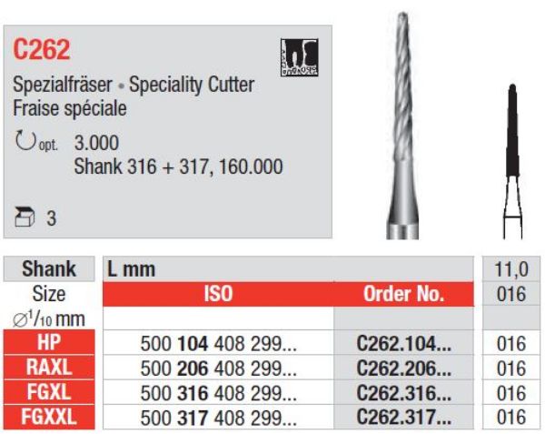 Kirurgisk bor C262 FGXXL 016
