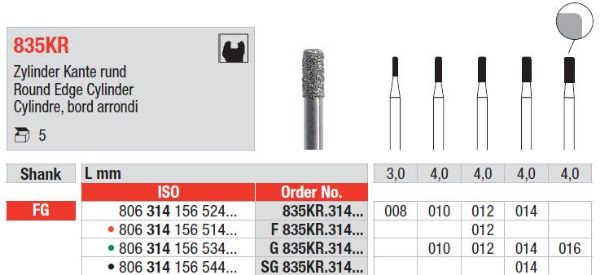 Diamant bor G835KR FG 012