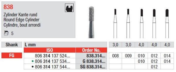 Diamant bor 838 FG 010