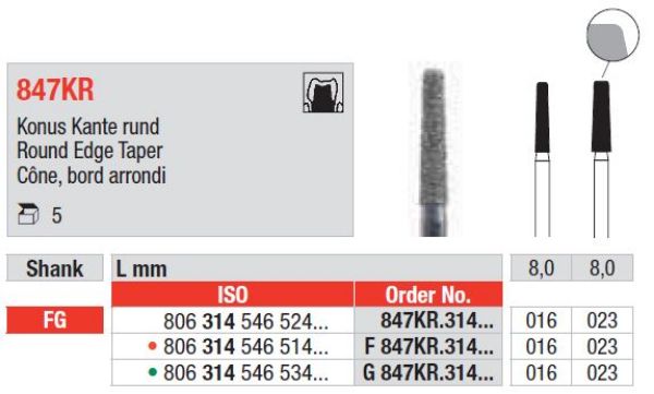 Diamant bor G847KR FG 016