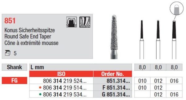 Diamant bor 851 FG 010