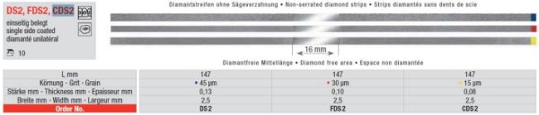 Diamantstrips CDS2 2,5mm bred ensidig