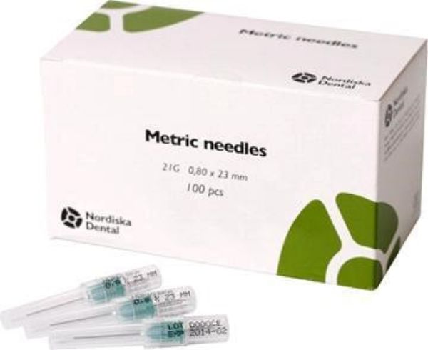 Metric kanyler 21G  0,80 x 23mm stum ende