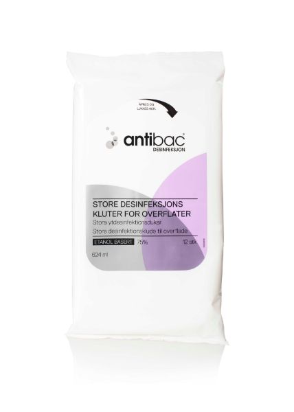 Antibac overflatewipes m/75% sprit 601672