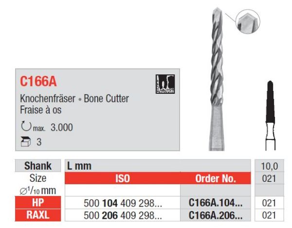 Kirurgisk bor C166A RAXL 021