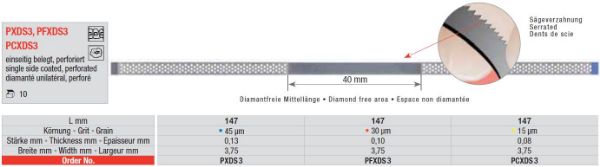Diamantstrips PFXDS3 3,75mm bred ensidig