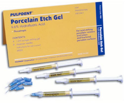 Pulpdent Porcelein etch gel kit. 9,6% hydrof