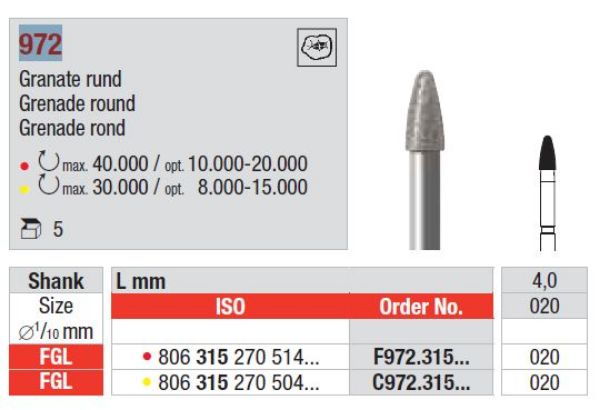 Diamant bor F972 FGL 020