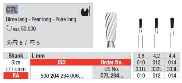 Diatech hårdmetall C7L FG 010 pear long