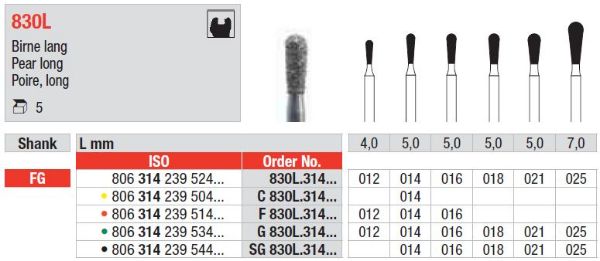 Diamant bor F830L FG 012