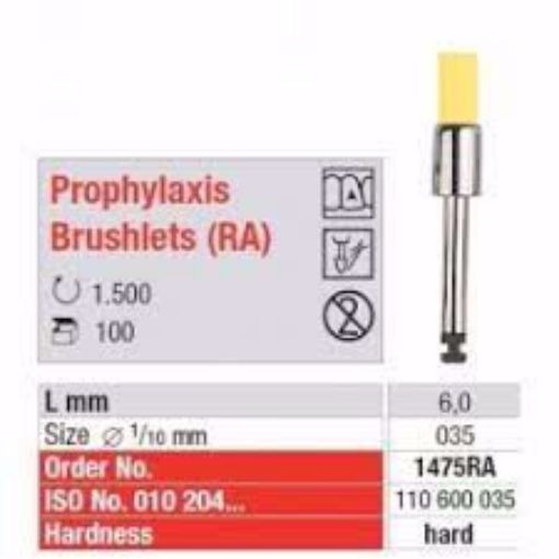 Prophylaxis Brushlets point nylon gul 1475RA 