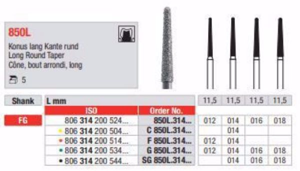 Diamant bor F850L FG 012