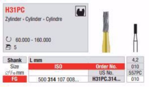 Hardmetall Sylinder H31PC FG 010