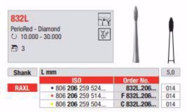 PerioRed Diamant bor F832L RAXL 014