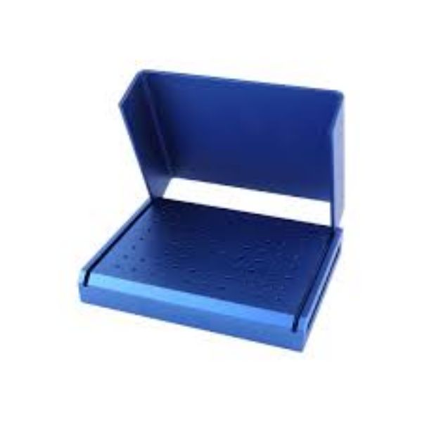 Aluminium Borholder blå autoklaverbar, 80FG,100x75x33mm, 1 stk, 2880FG