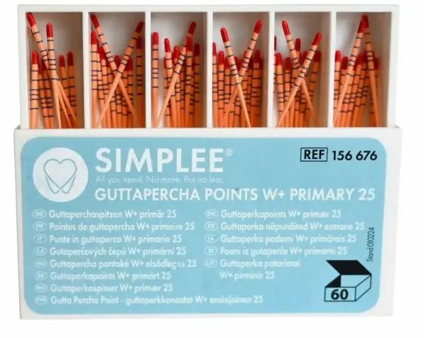 Simplee Gutta Percha W+ 25/Primary, rød, 60 stk, 156676