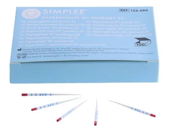 Simplee W+ Gold Paper points primary, 25, rød, 100 stk, 156686
