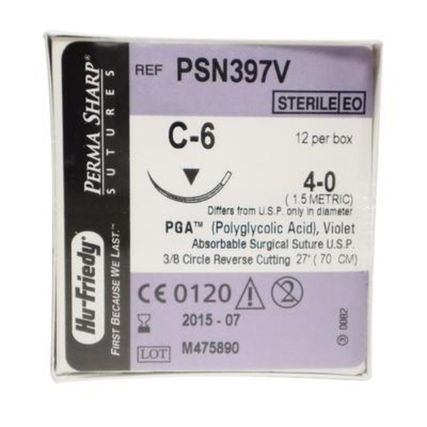 Hu-Friedy Perma Sharp sutur PSN397V, 12stk C-6 4-0 USP 70cm violet