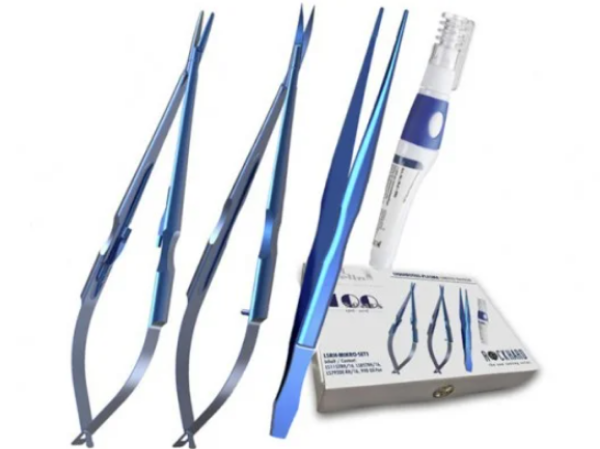 CM Mikrosett Blue coating, LSRH-MIKRO-SET1, 1 stk pinsett / saks / nåleholder