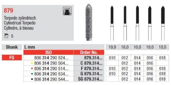 Diamant bor 879K FG 012, 5 stk. Kremmerhus torpedo, standard