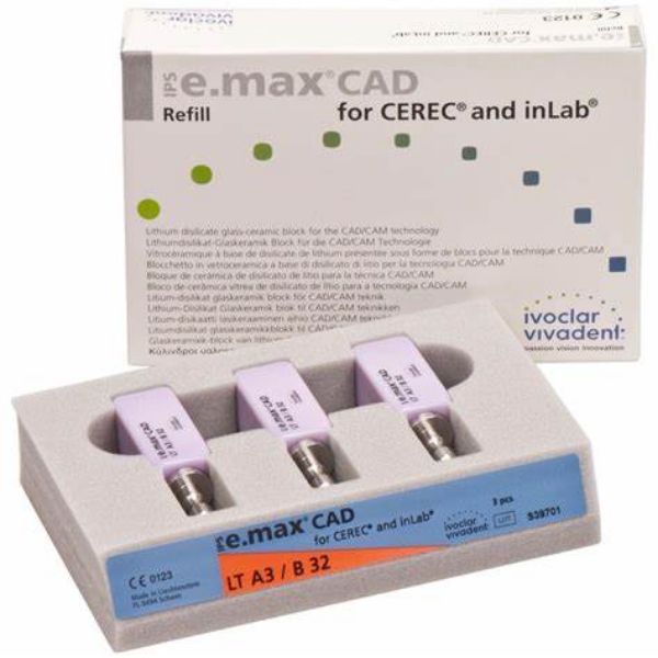 IPS e.max CAD CEREC/inLab LT A3 B32/3 648206, 3 stk