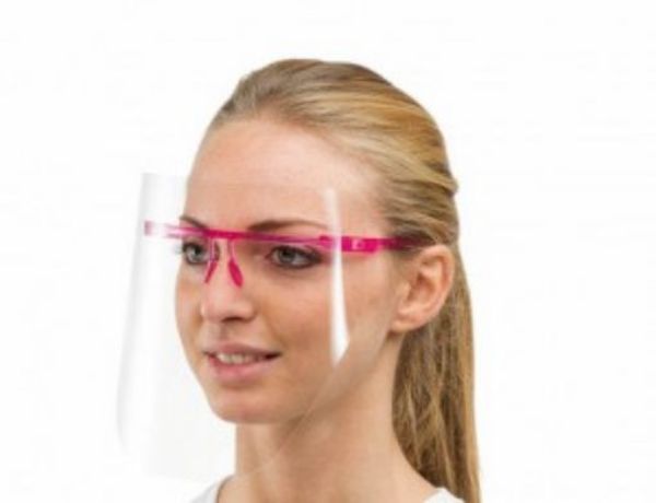 Polycabonate beskyttelses visir med ramme, 1 ramme, 6 shields R66. Rosa