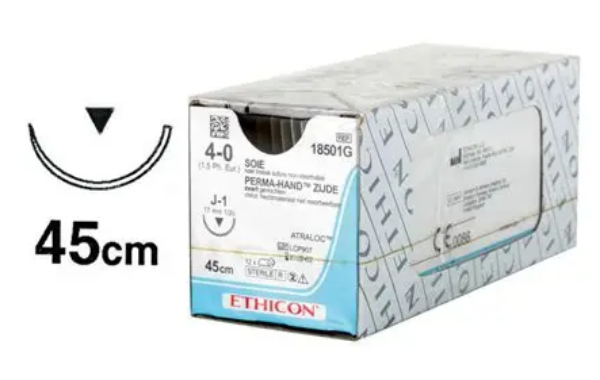 Sutur 18501G silktråd 4-0 45cm, (17mm) rund skjærende nål 12stk