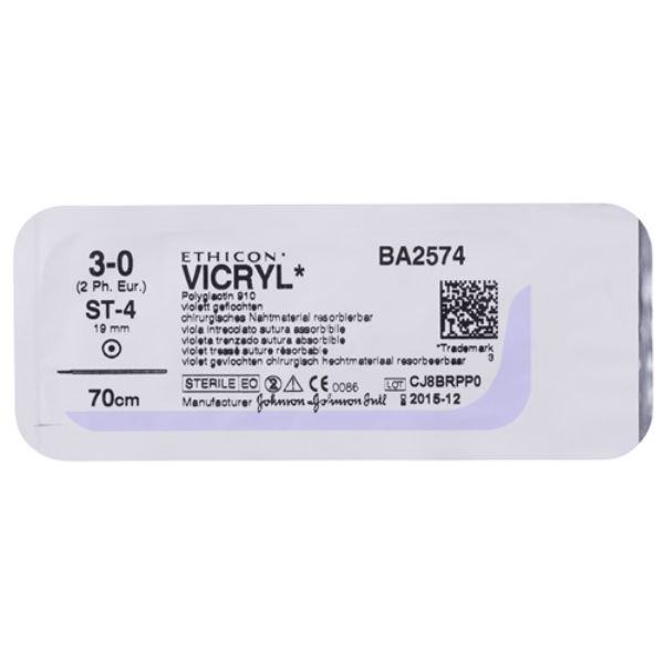 Sutur BA2574H Coated Vicryl 3-0 70 cm ST-4, 36 stk