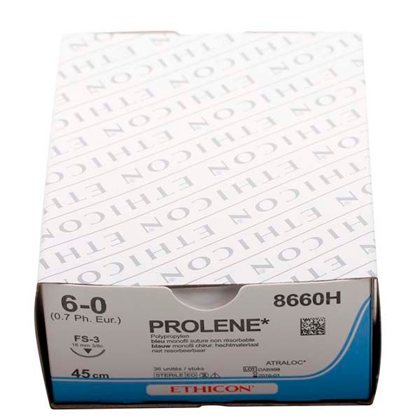 Ethicon Prolene sutur, 8660H, nål FS-3, 6-0, 36stk