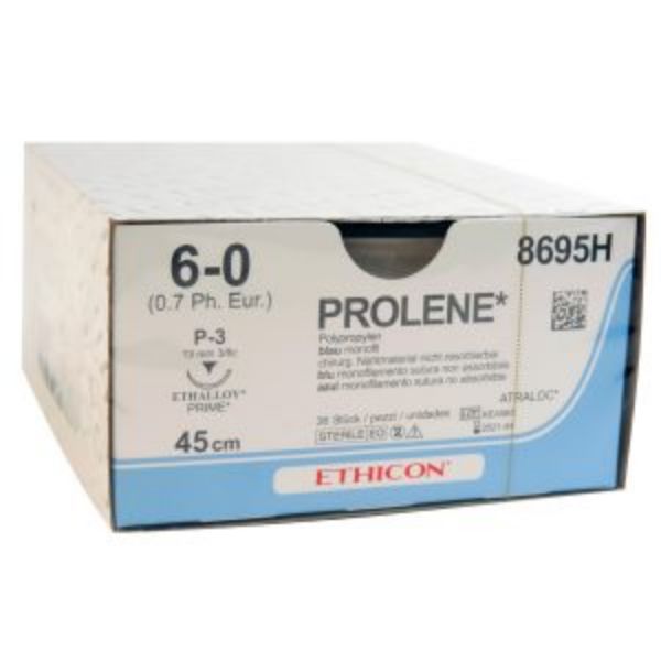 Prolene 6-0 blå, 45cm, P-3 8695H, 36stk