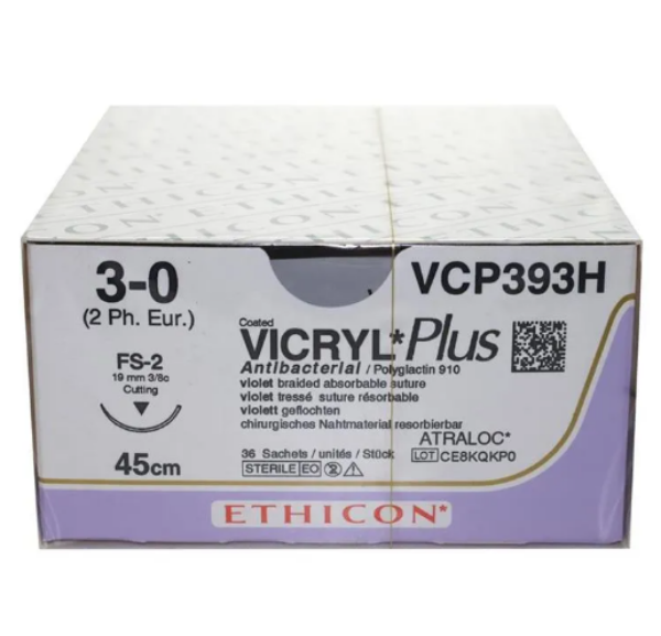 Sutur VCP393H vicryl Plus tråd 3-0 45cm, 36stk