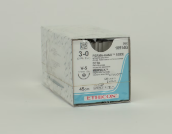 Sutur Silke 18514G, 12stk  3-0  45 cm. V5 17mm