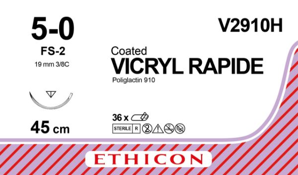 Sutur Vicryl Rapide 5-0 FS-2 19mm V2910H, 36stk V2910H