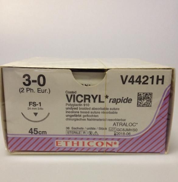 Sutur Vicryl Rapide 3-0 FS-1 45cm V4421H, 36stk