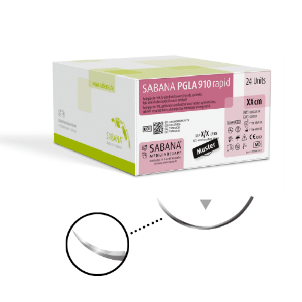 Sabana Sutur PGLA910, 3-0, 45cm, 19mm, lilla, FS-2, 24stk, 10F45CX19PR-24