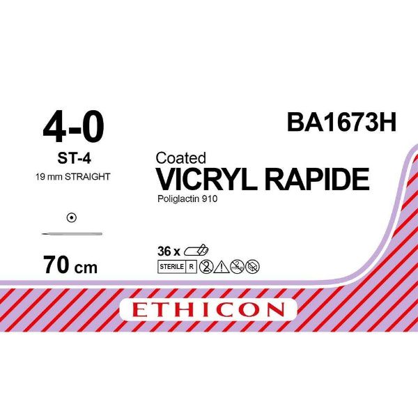 Ethicon vicryl 4-0 70cm BA1673H, 36stk  ST-4nål
