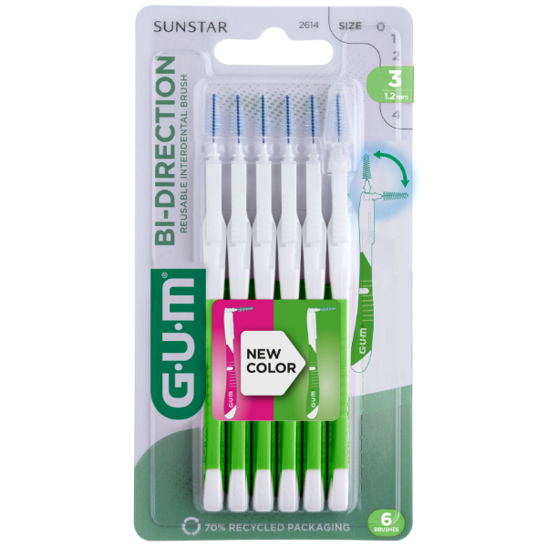 GUM Bi-Direction grønn 2114PAC, 36stk ret 1,1mm passagediameter