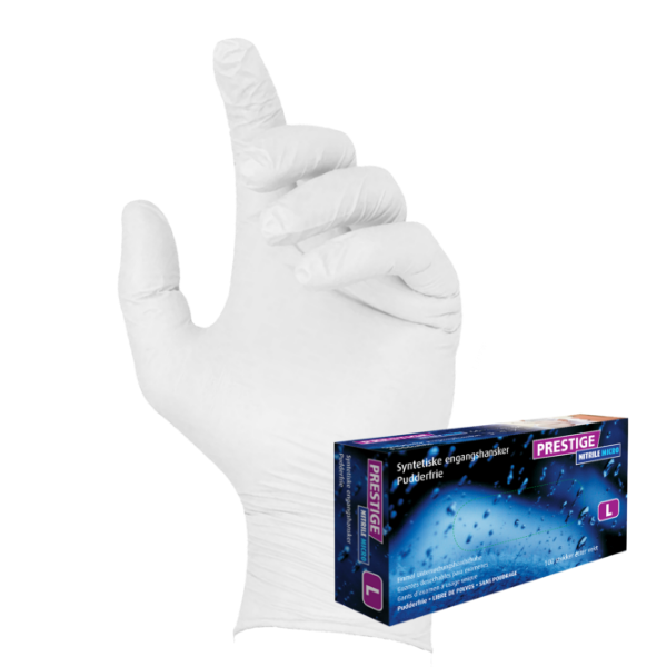 Prestige Nitrile Micro Large, u/pudder hvite 10x100stk